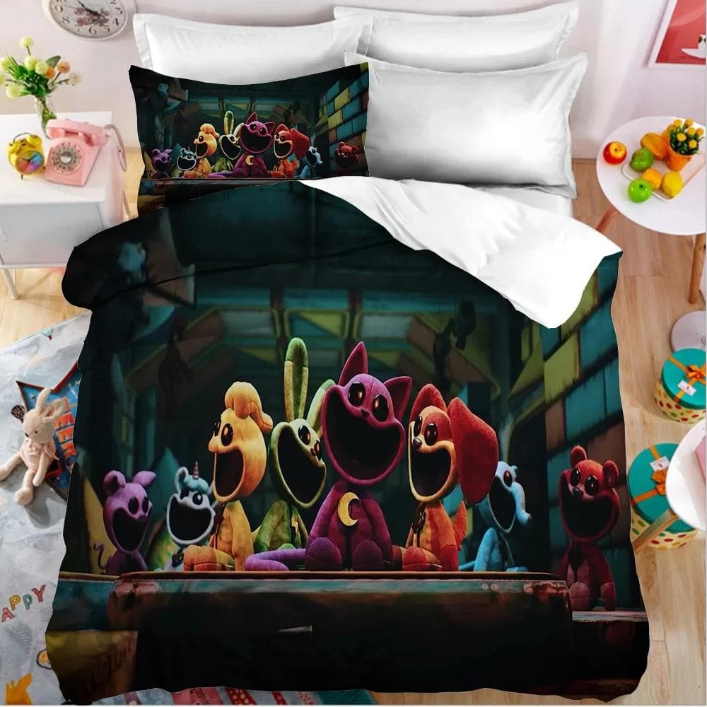 Smilings Critters Bedding Set Duvet Cover with Pillowcase Cartoon Figure Quilt Covering Bedroom Decoration 2pcs Bed Sets Gifts EU single(135x200cm)