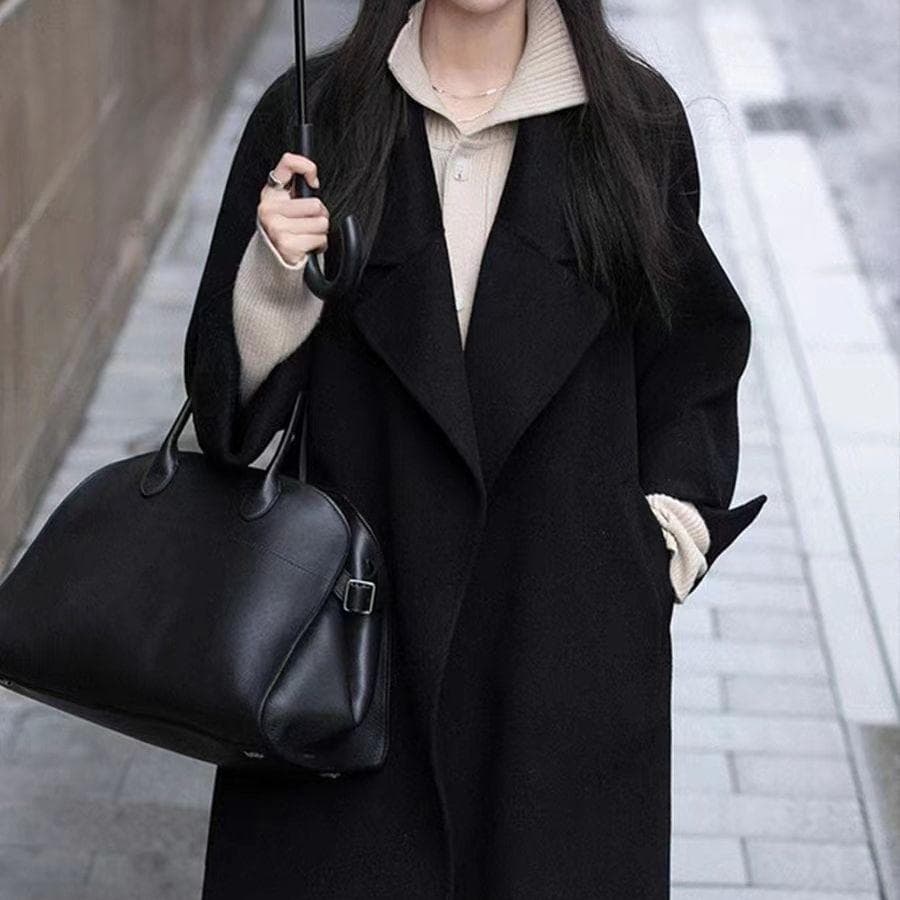 Double-sided Cashmere Coat Women's Long Autumn and Winter Popular New Hepburn Style Woolen Coat M