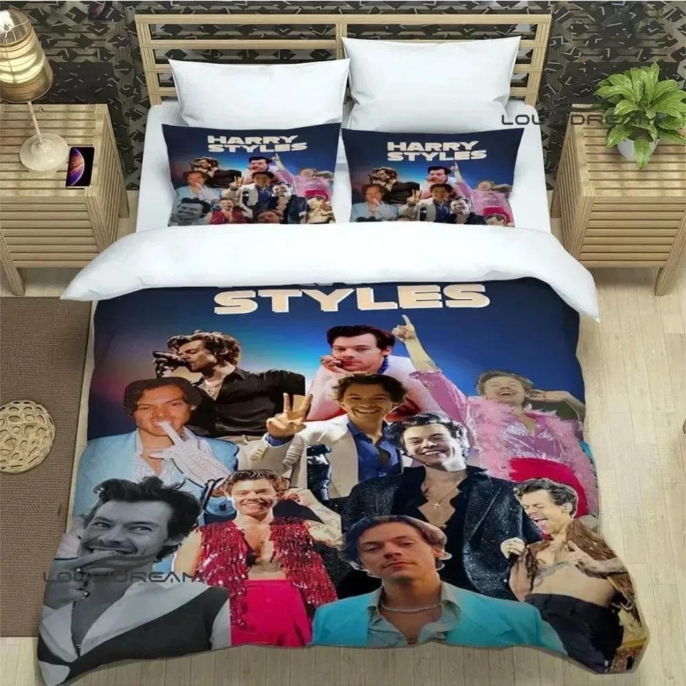Singer H-Harry-Styles Bedding Sets exquisite bed supplies set duvet cover bed comforter set bedding set luxury birthday gift US Twin 173x218cm