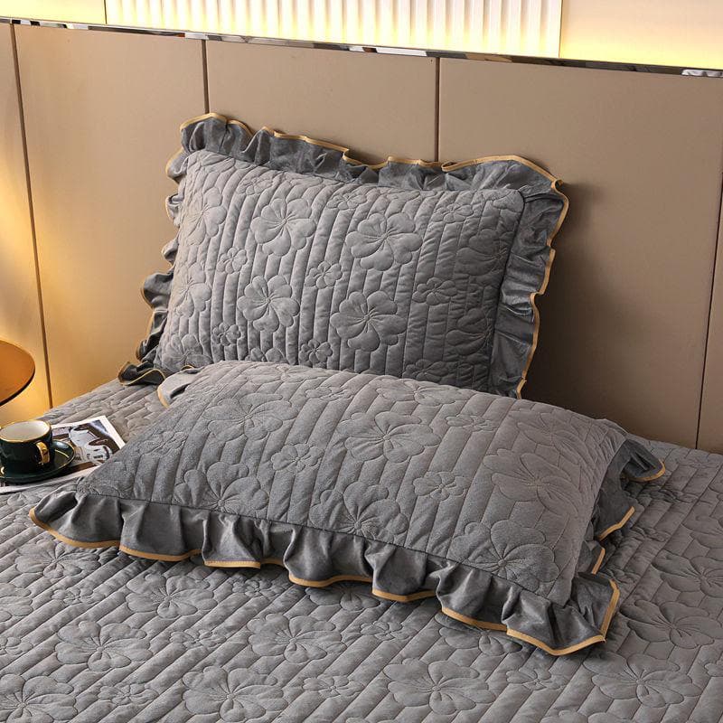 Thickened Cotton Crystal Fleece Pillowcase with A Pair of Plush Adult Pillowcases Flannel Milk Fleece 48cmX74cm-2pcs