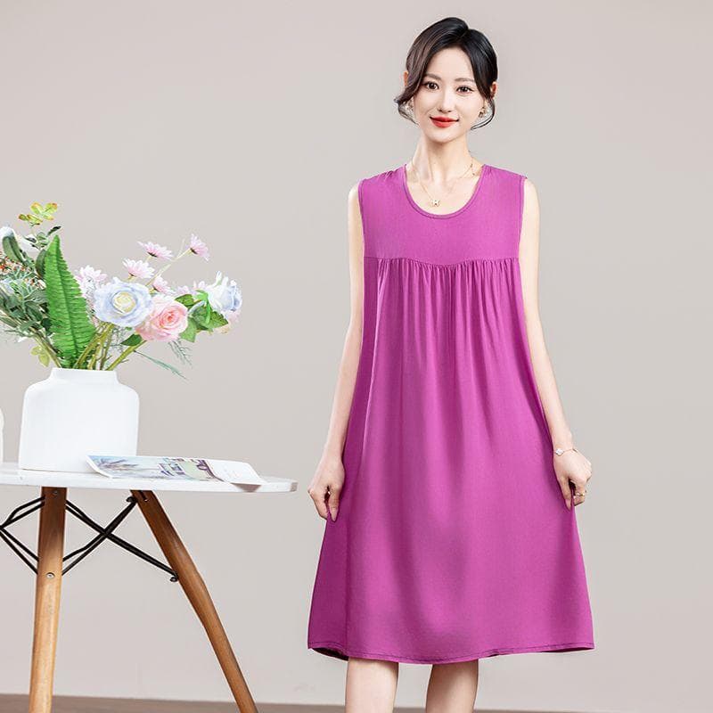 Womens Comfortable Night Dress Cotton Silk Nightwear Summer Loose Sleepshirt Plus Size Pajamas Lounge Wear XXXXL pink