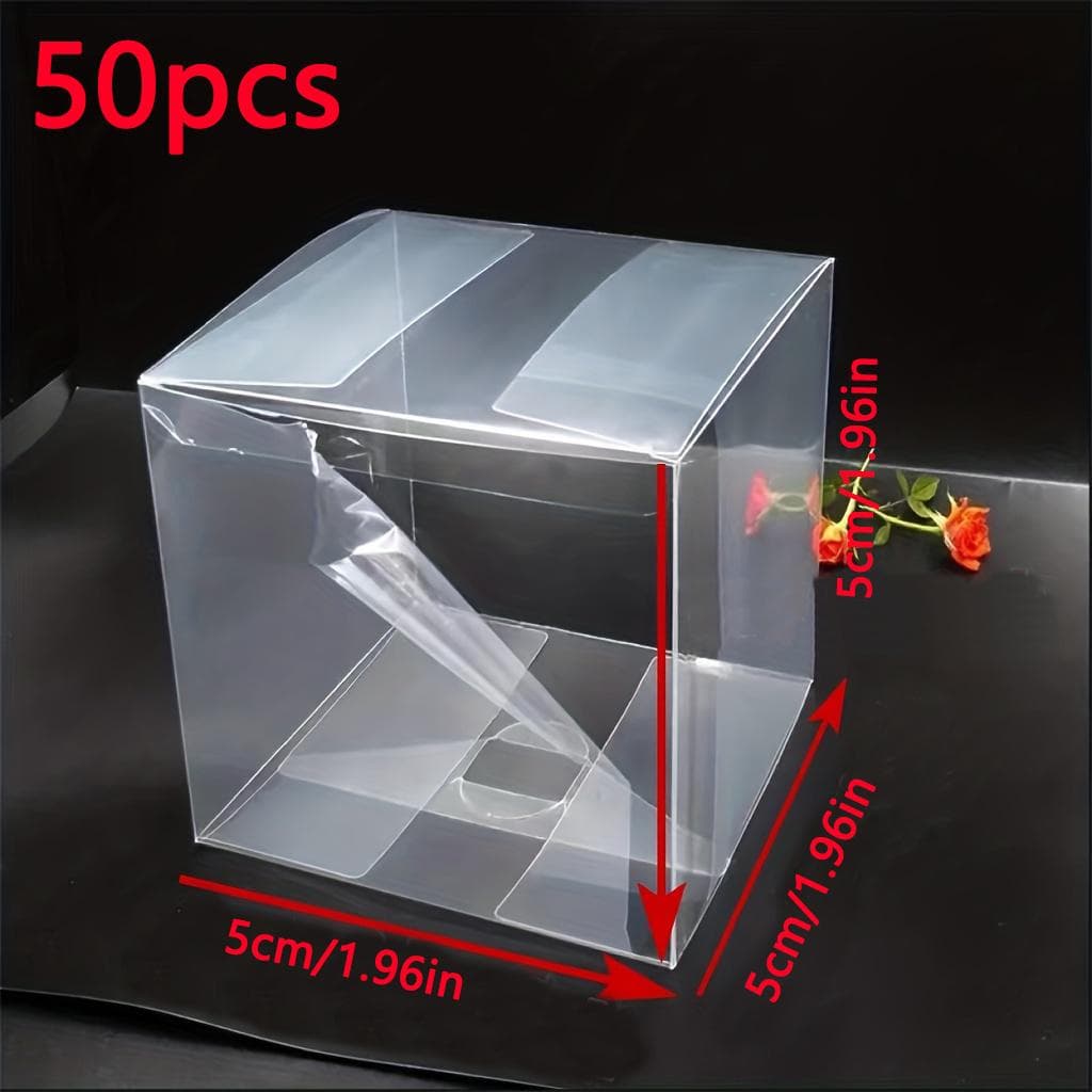 50PCS Transparent Gift Box Candle Packaging Gift Box 5*5*5cm PVC Wedding Candy Box Wedding Party Supplies Gift Packaging 5x5x5cm clear