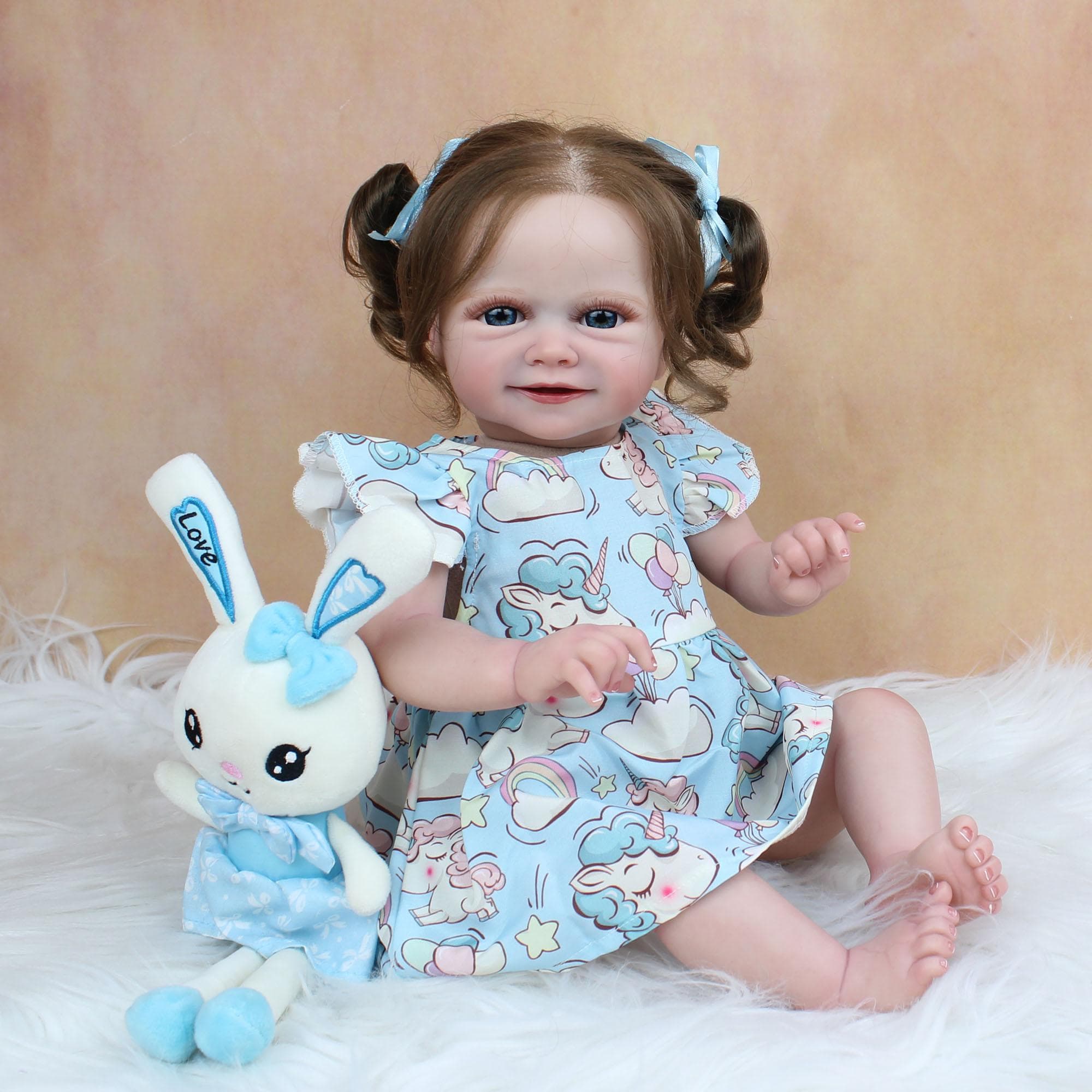 BZDOLL 50CM 3D Skin Tone Visible Veins Soft Silicone Reborn Baby Doll Toy For Girl Cloth Body Smiling Bebe Boneca Lifelike Play House 50cm 3D-paint Skin Doll