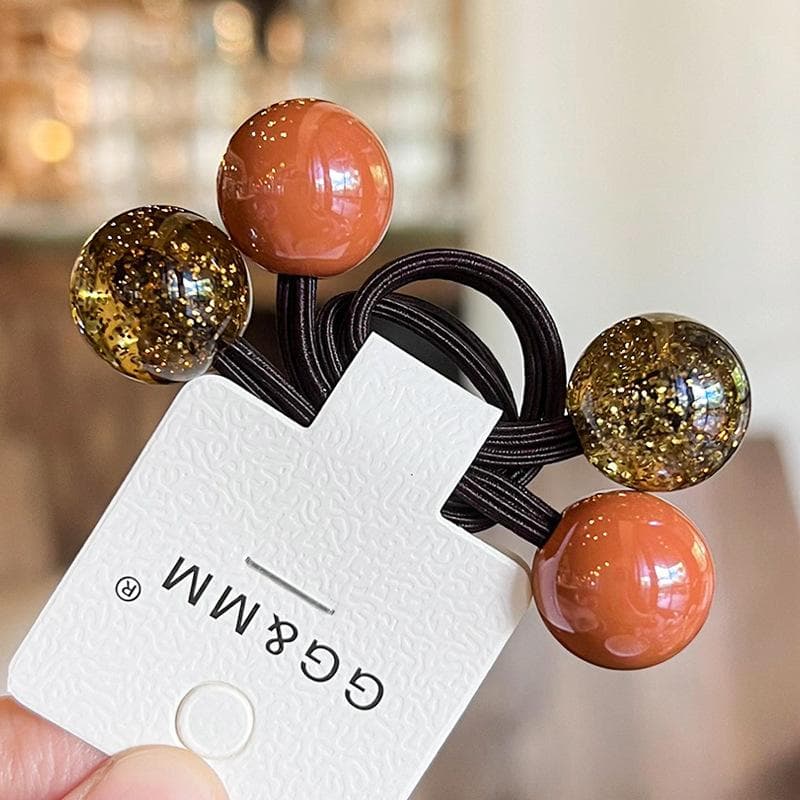 2pcs new children's hair accessories color collision hair ring hair rope lovely magic beads women's rubber band head rope