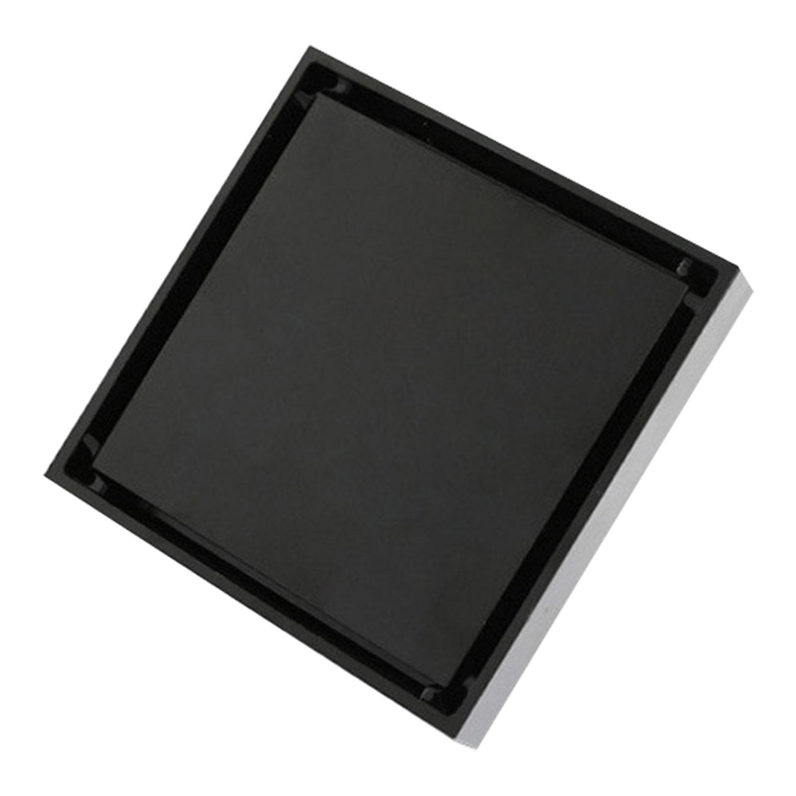4 Inch Square Invisible Shower Drain Stainless Steel Anti Odor Bathroom Floor Drain 1.3mm Tileable black