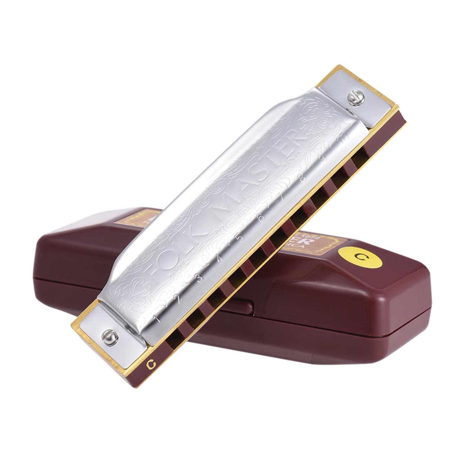 Suzuki 1072-B Folkmaster Standard 10-Hole Diatonic Harmonica Key of B 20 Tone for Beginner Student C