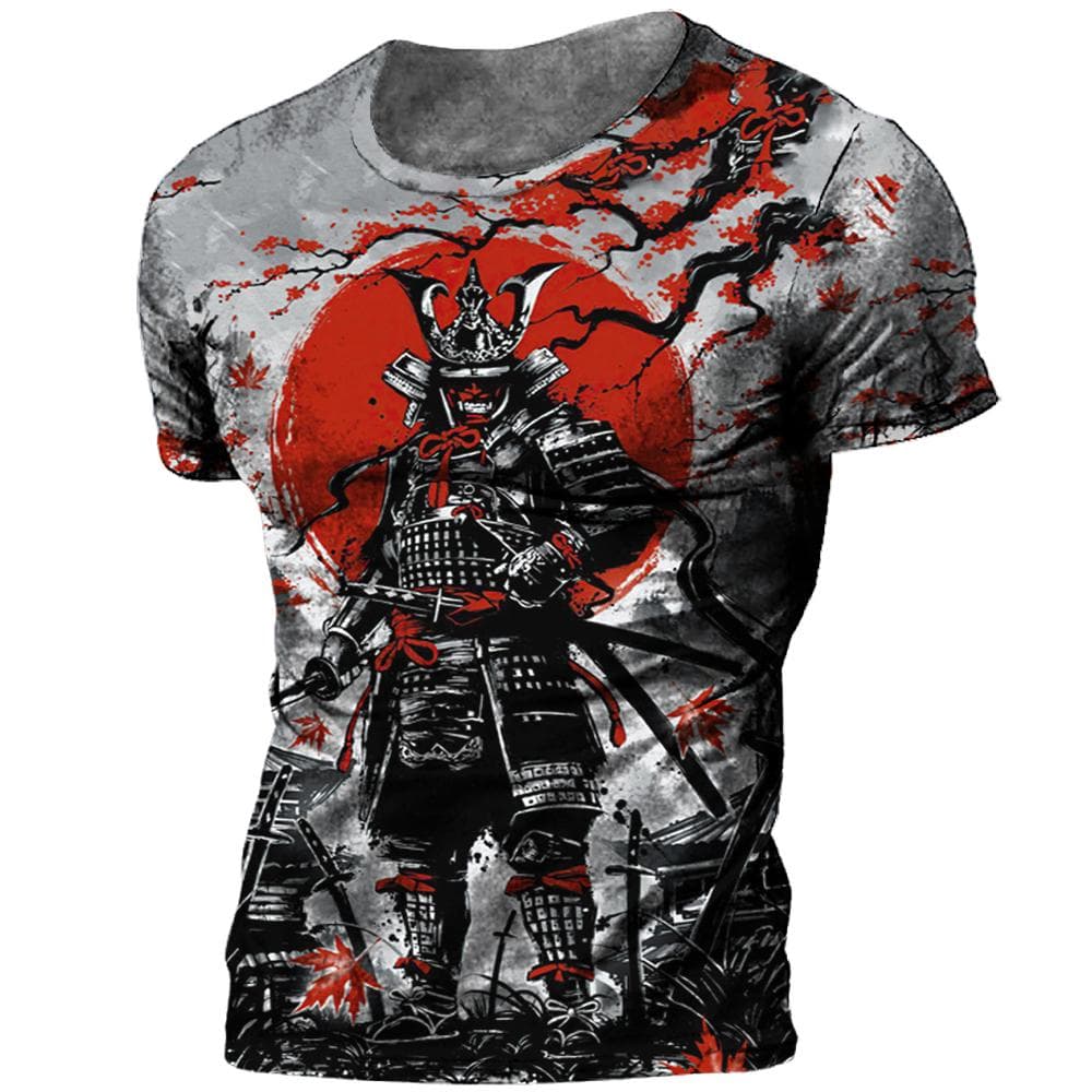 Japanese Samurai T-shirt 3D Japan Style Print Short Sleeve Tops Tees Casual Retro Men's T shirt Oversized Vintage Men's Clothing 6XL