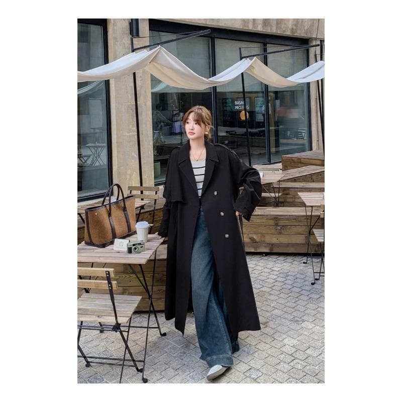Brown Long Trench Coat Women's New Spring and Autumn Casual British Style Coat XL