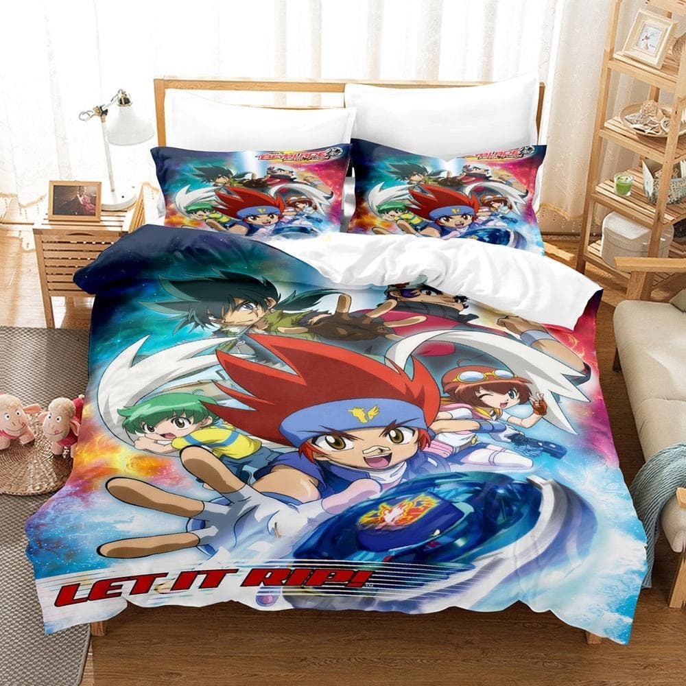 3D Print Anime Beyblade Bedding Set Duvet Cover Comforter Bed Set Quilt Cover Pillowcase King Queen Twin Size Boys Girls Adults US Queen 228x228cm