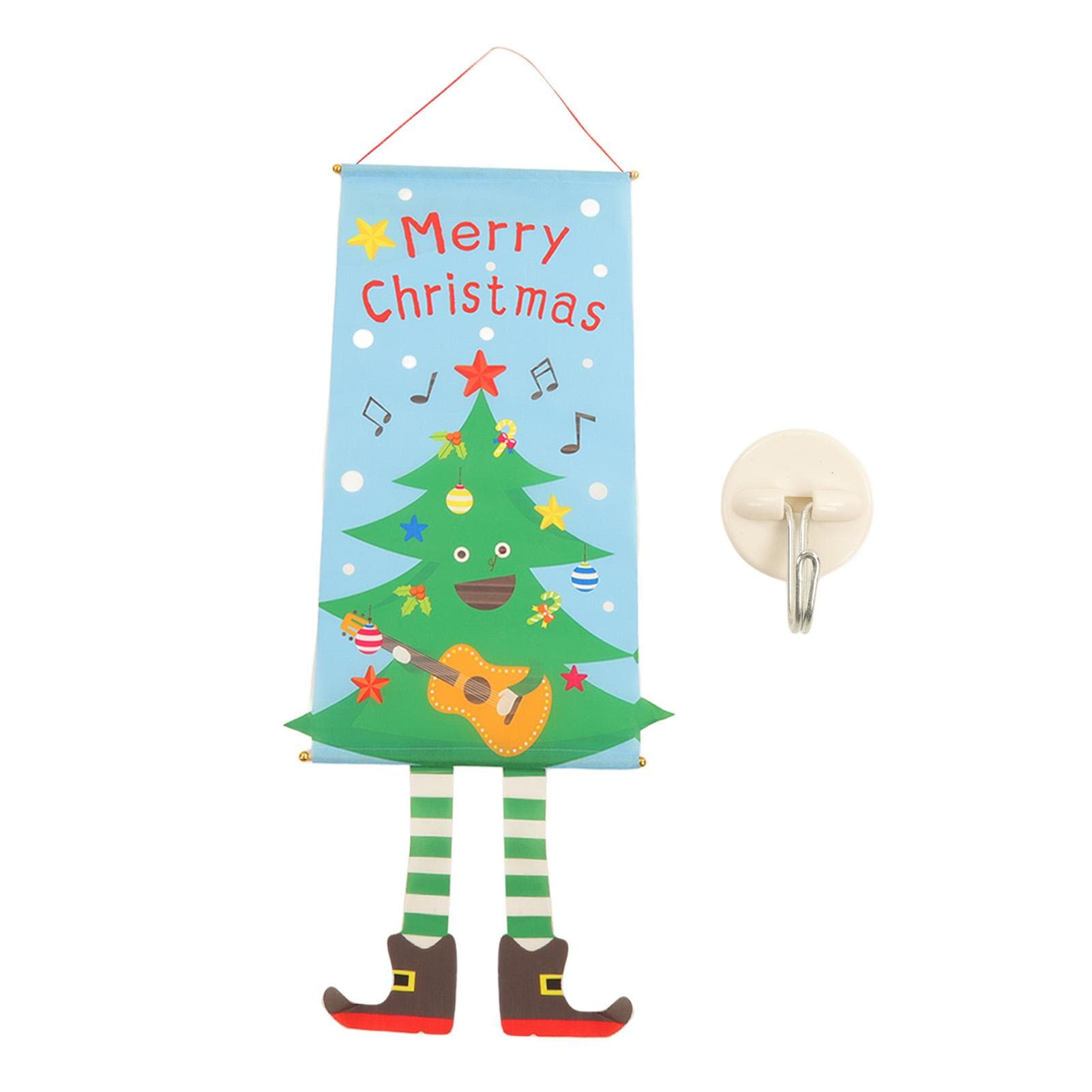 Christmas Flags Ornament Christmas Tree Designed Bamboo and Cloth Christmas Hanging Sign for Door