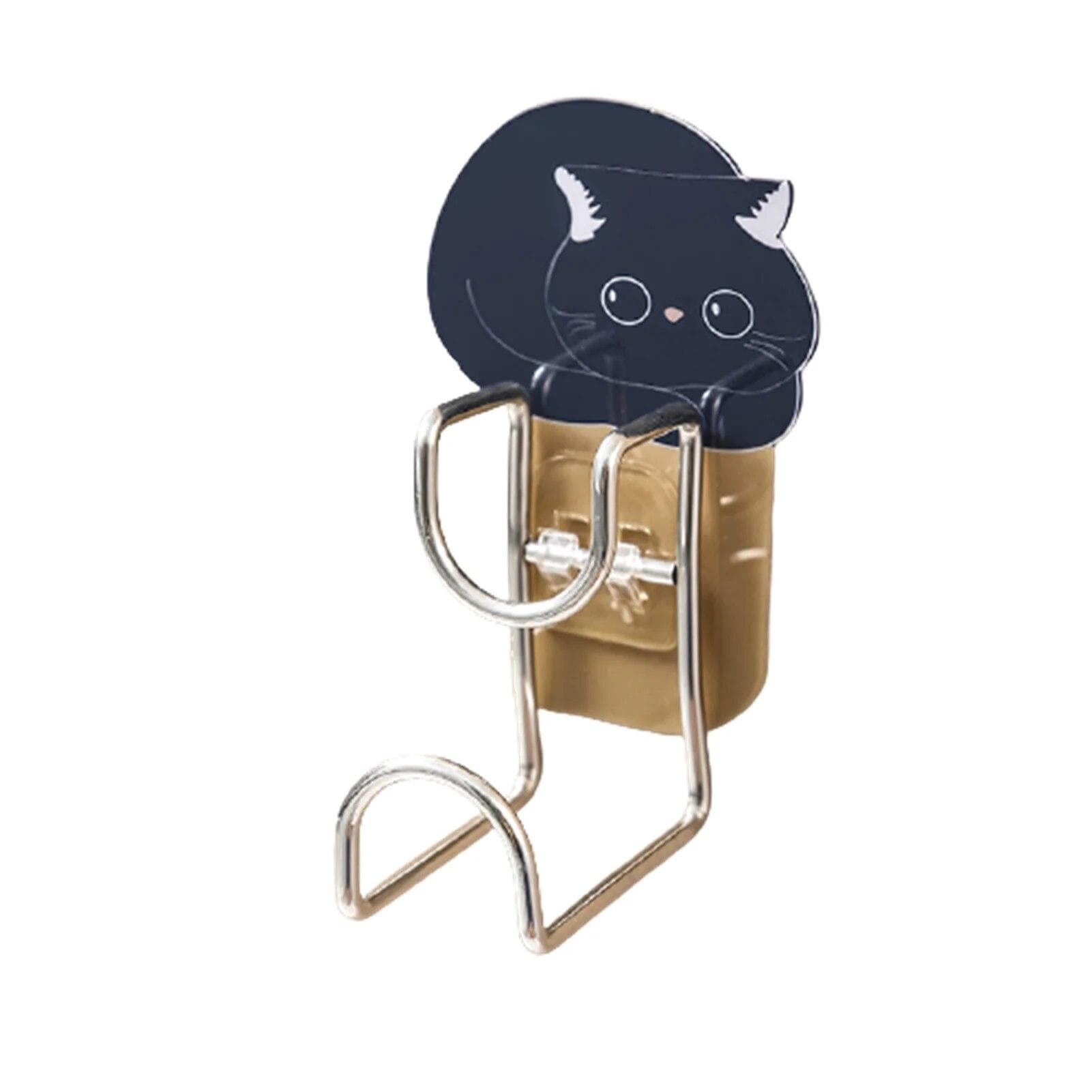 Wash Basin Hook Multifunctional Adhesive Hooks Cute Cartoon Cat Punch-free Organizer For Bathroom Kitchen Bathroom Hooks black