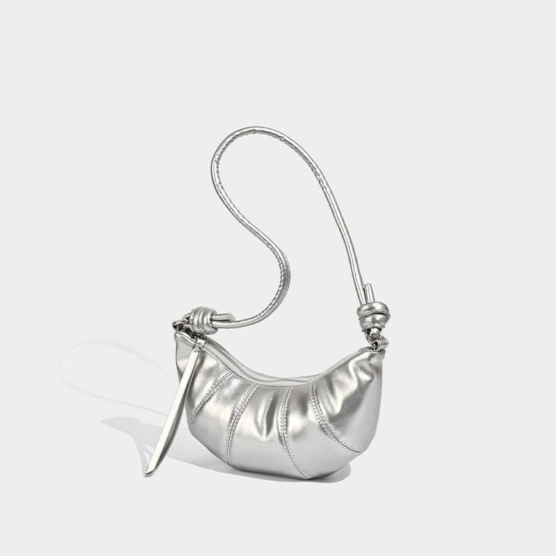 Cute Coin Purse, Horn Bag with A Unique Design, Mini, Concave Shape, Crossbody Lipstick, Headphones and Small Bag silver