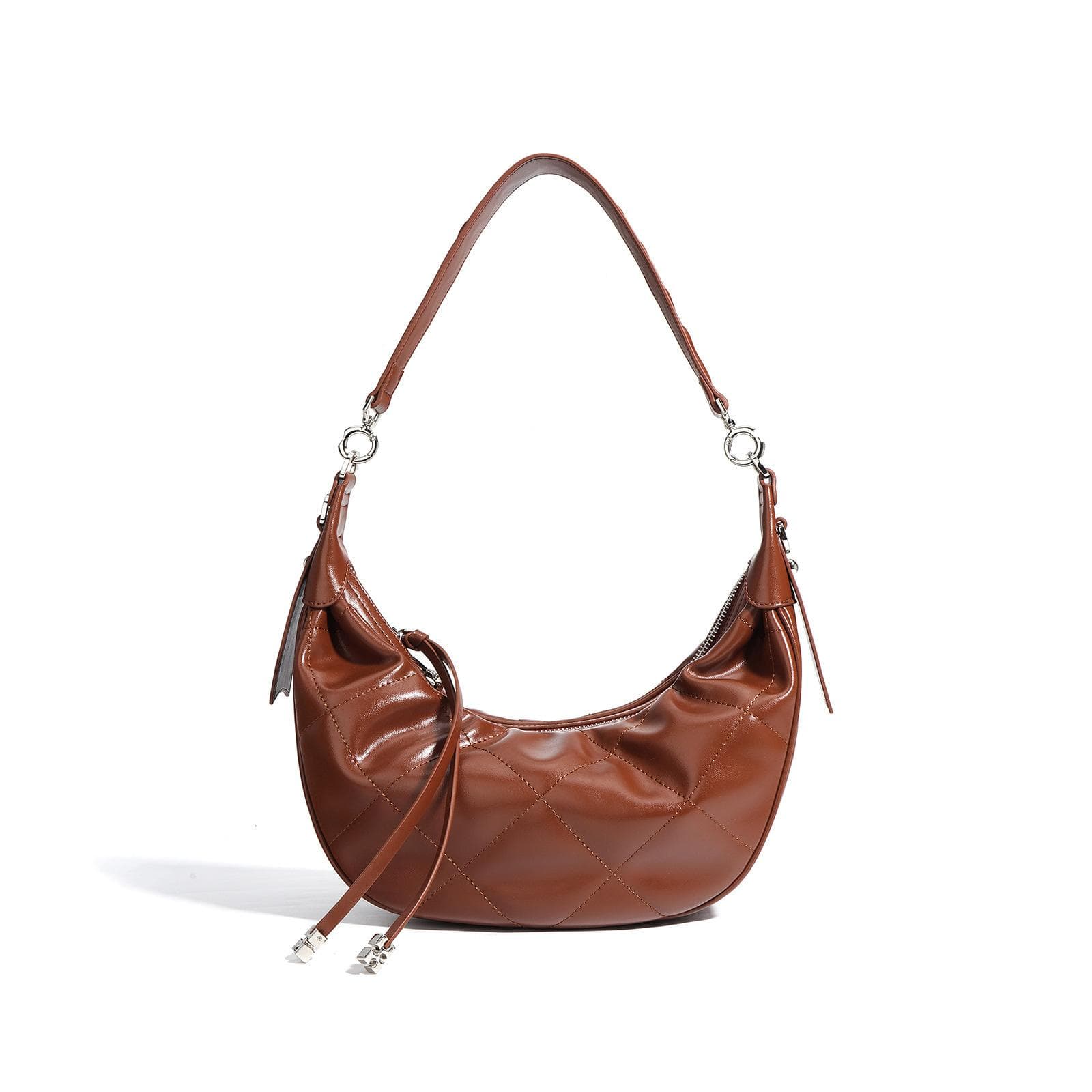 Niche Design, Simple and Fashionable, Versatile Crossbody Bag, High-end Ladies' Leather Underarm Bag, Crescent-shaped Bag brown