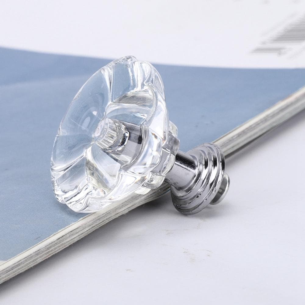 5PCS Acrylic Cabinet Door Knobs European Style Crystal Single Hole Drawer Pulls HandlesB Flower