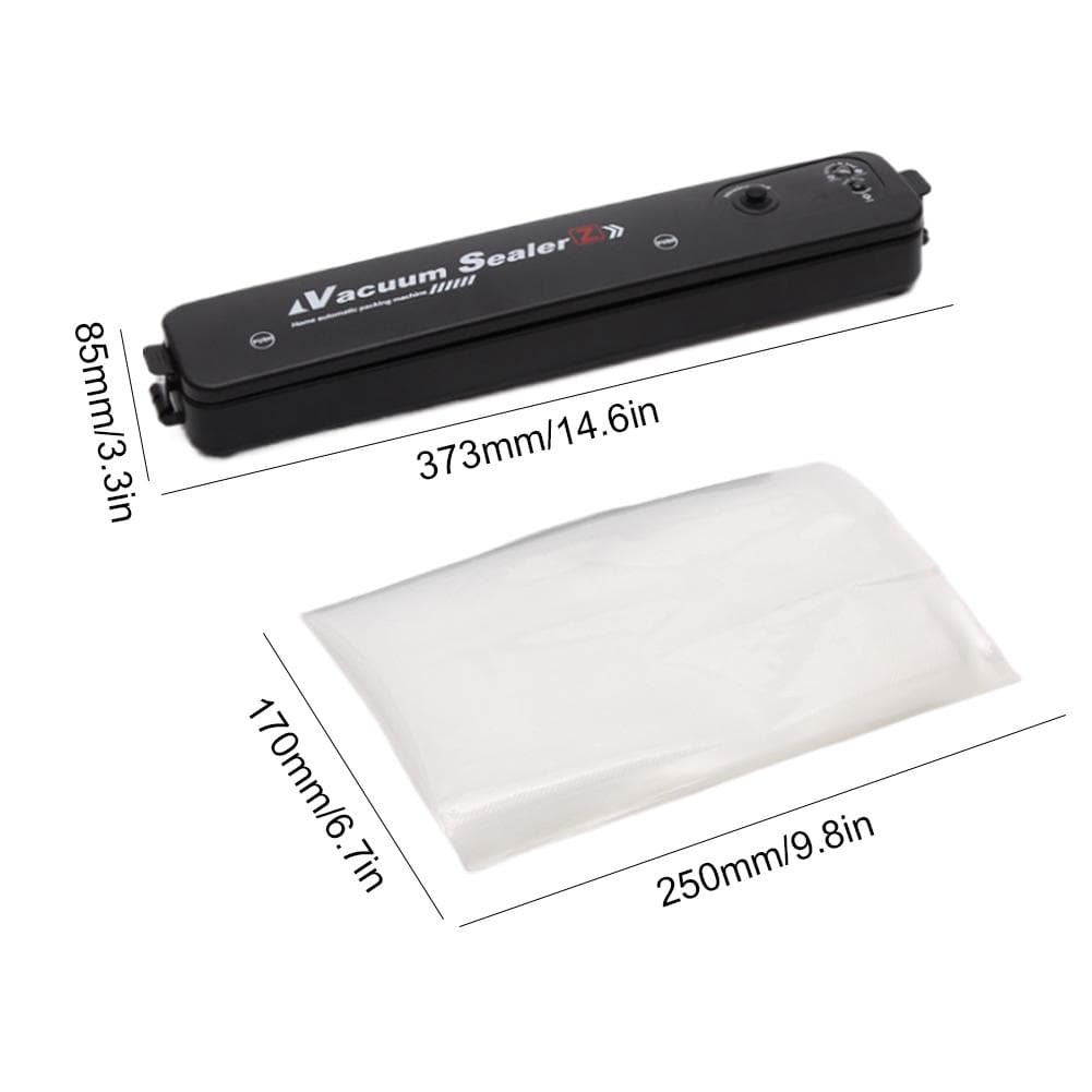 Food Vacuum Sealer Storage Bags Fast Vacuuming For Wet Dry Food Kitchen Vacuum Sealing Machine Packaging Machine With 10pcs Bags EU black