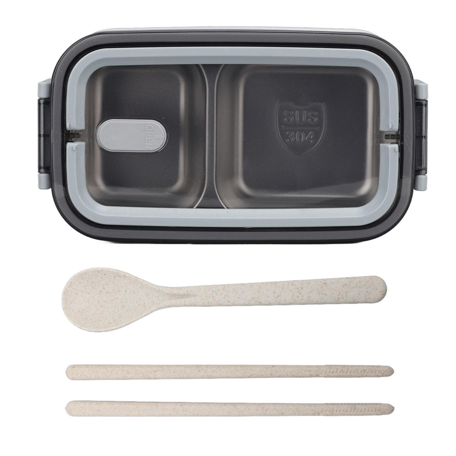 Bento Boxes 2 Layer 1400ml Lunch Box Stainless Steel Insulation Leakage Proof Sealing Compartments White