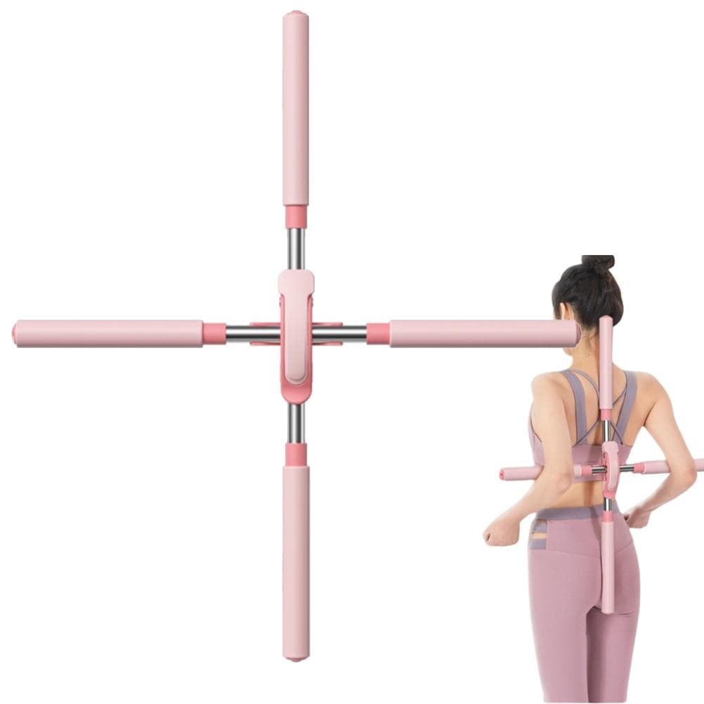 Yoga Sticks Stretching Tool Retractable Posture Corrector Humpback Correction Stick pink