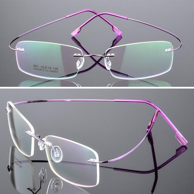 Titanium Alloy Super Elastic Rimless Glasses Men Women Unisex Frameless Eyewear Fashion Business Eyeglasses Protection Eye purple