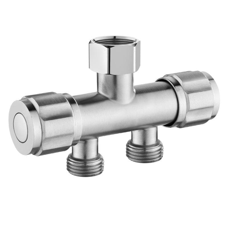 1PC Bibcock 304 Stainless Steel Washing Machine Faucet One-in 2-Out Double Outlet Adapter Tap Thread G1/2'
