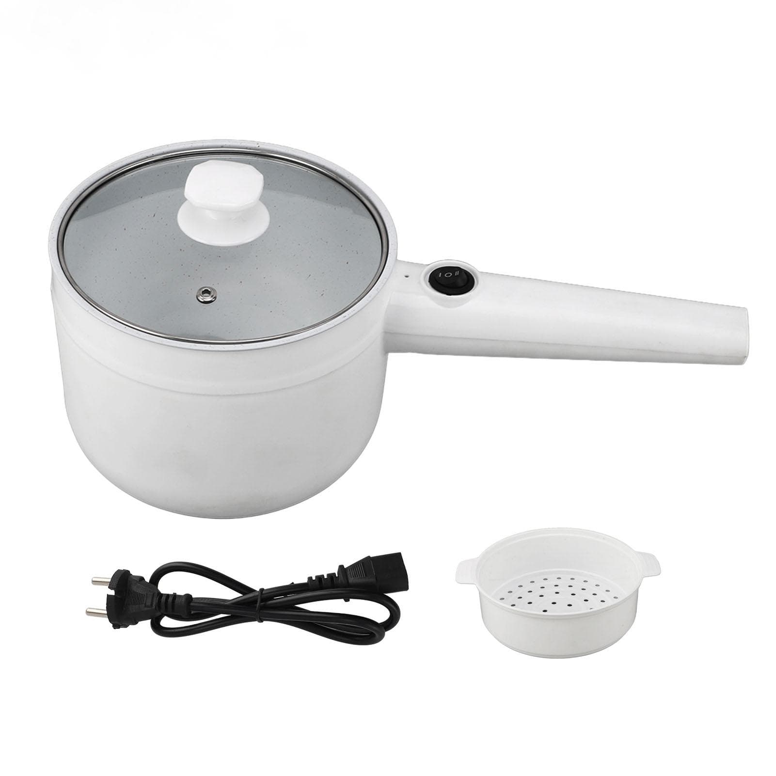 Electric Cooking Pot 1.8L Mini Multifunctional Anti Stick 2 Speed Adjustable 600W with Steam Basket L(for 6.5-9kg)