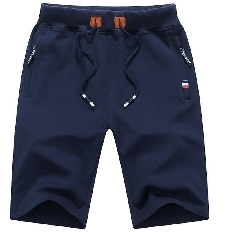 Mens Casual Summer Sports Jogger Drawstring Shorts Plus Size Solid Color Zipper Pocket Pants Cotton Beach Short Pants 2XL blue