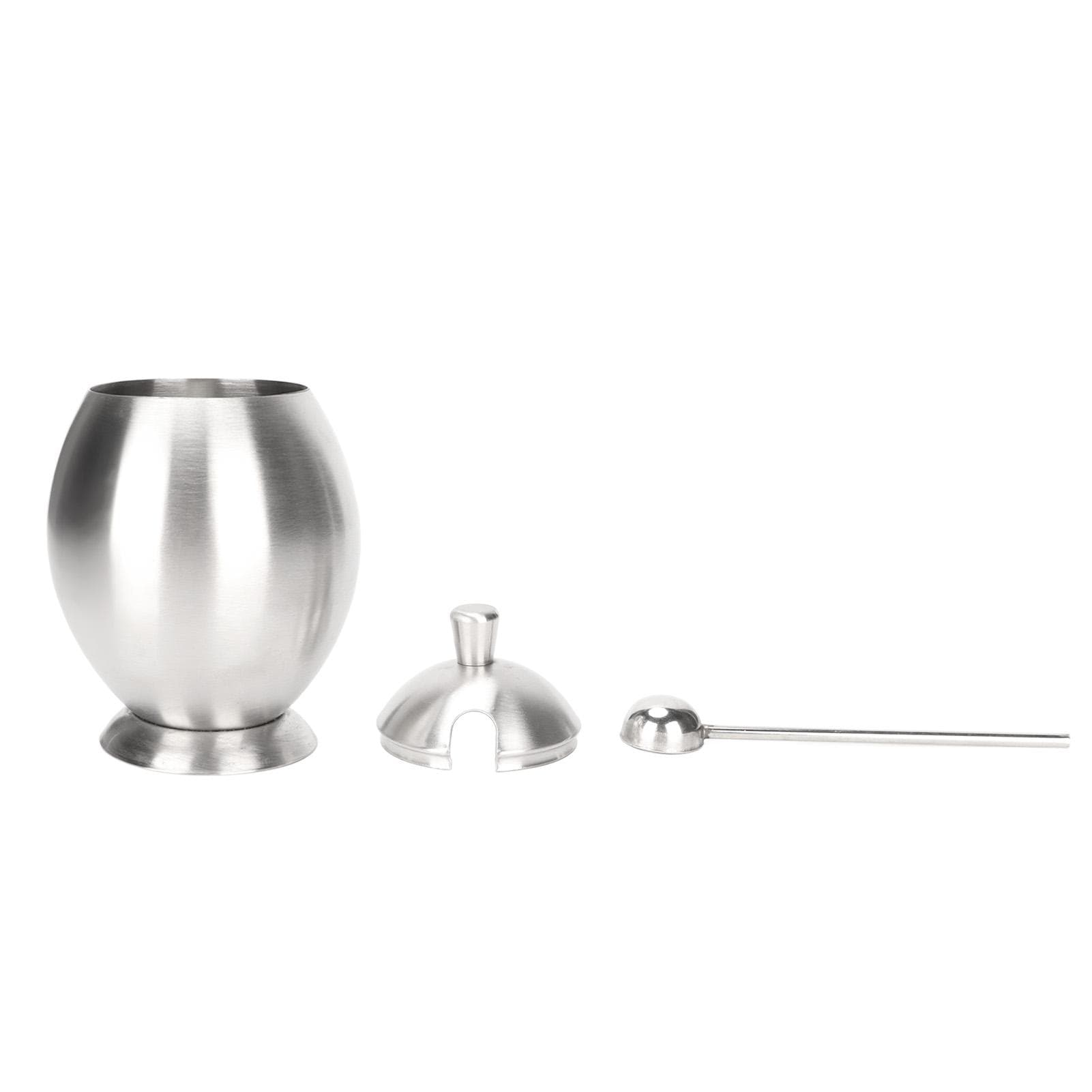 Egg Shaped Condiment Container Stainless Steel with Spoon Oval Condiment Jar For Spice Sugar