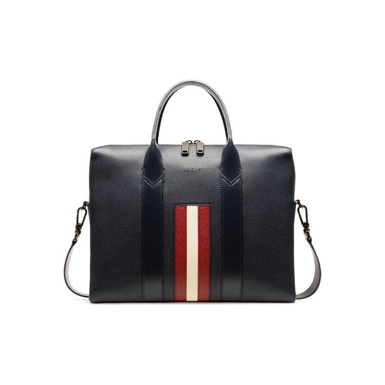 Bally Elter Fashion Trend Zipper Closure Leather Shoulder Crossbody Tote Bag Men bags Blue 6236758 Basic Set (Bag+Dust Bag)