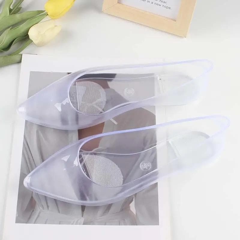 Transperant Jelly Shoes Women Plastic Summer Flats Shoes Pointed Toe Causal Shoes Slip on 2024 Spring New Female Flats Loafers 36-37 transparent