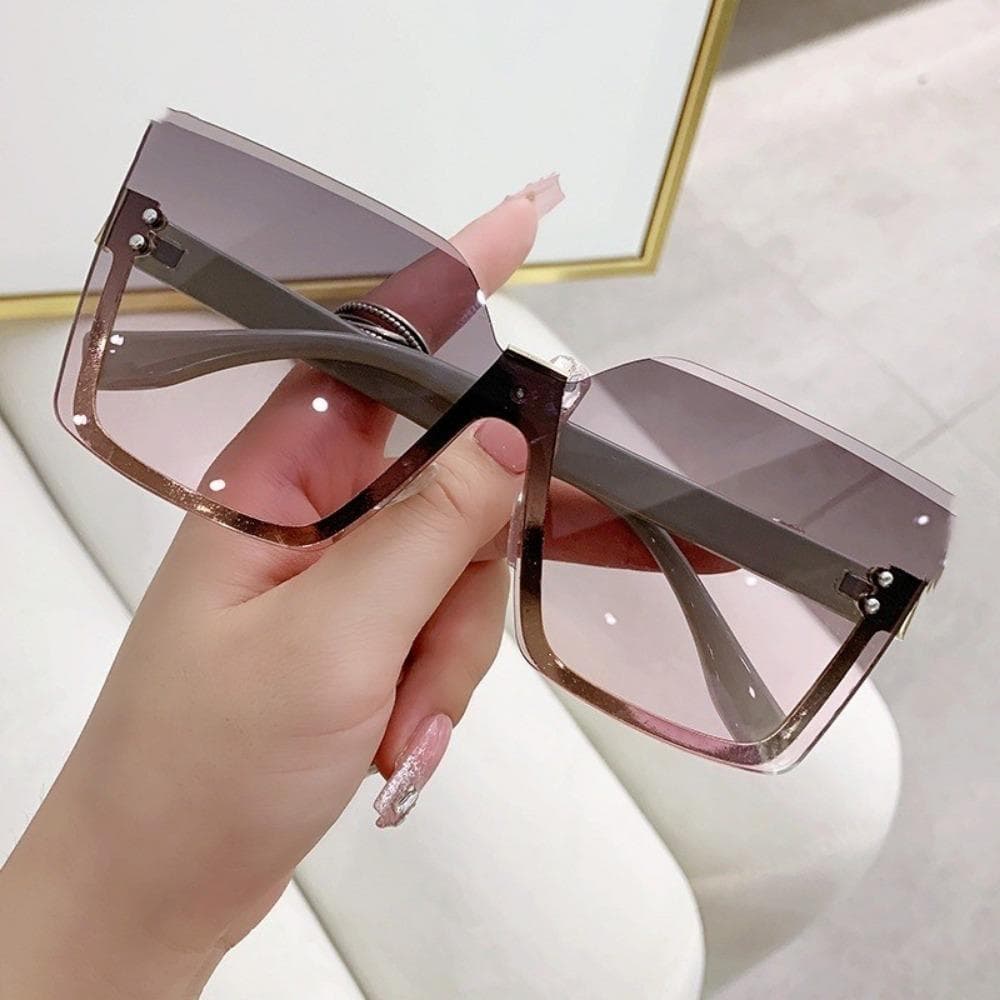 Half Frame Metal Sunglasses Fashion Slim Women UV Protection Glasses Lightweight Stylish