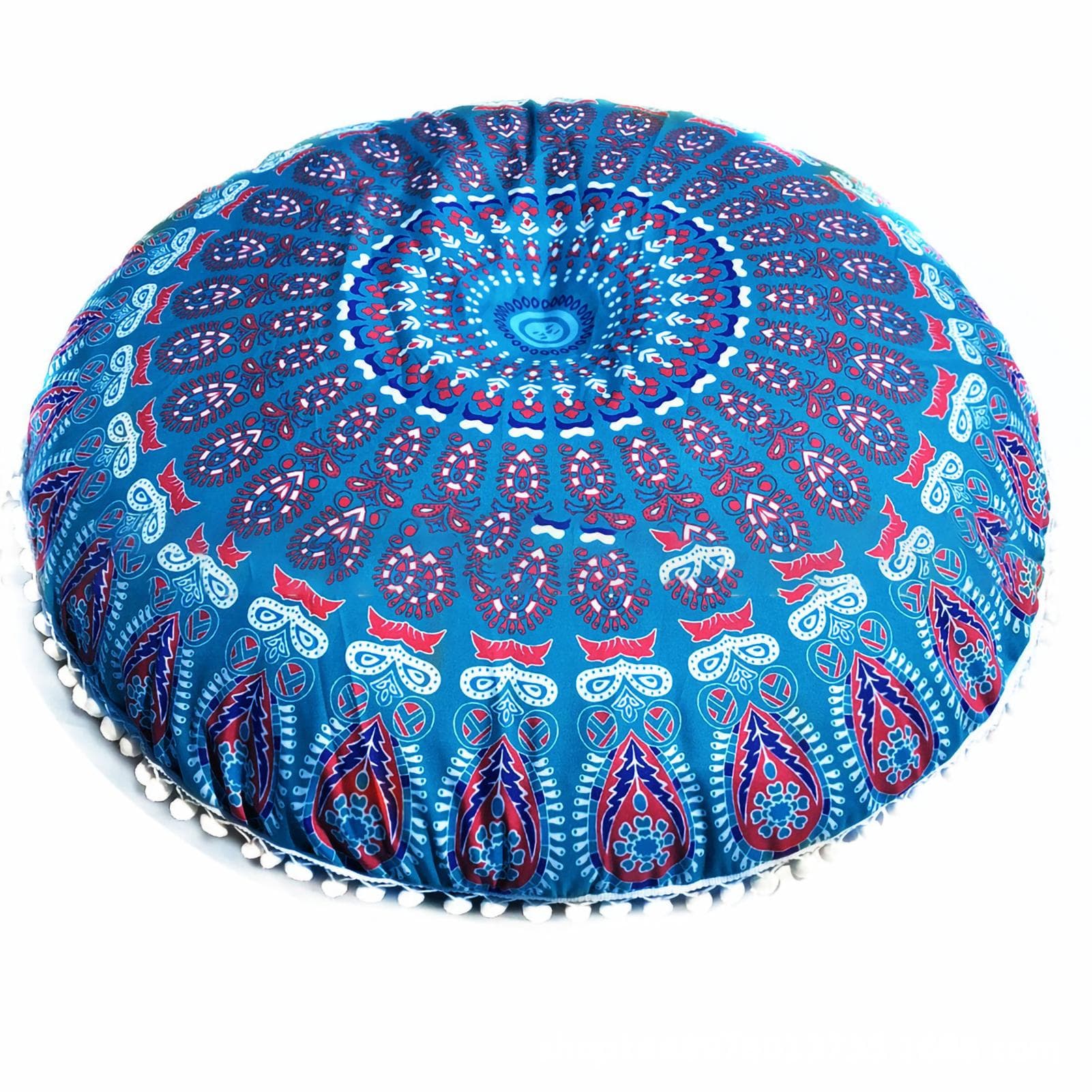 Floor Pillow Cover Round Cotton Cushion Case 80cm Comfortable Decorative Home DecorDark Purple sky blue