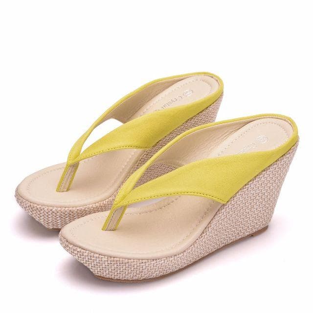 Fashion Summer Style Women Sandals High Heels Flip Flops Beach Leopard Print Platform Wedge Shoes 33