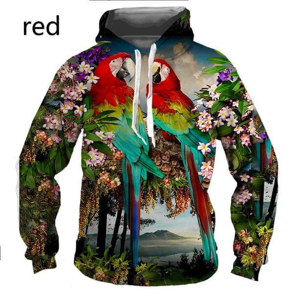 New Funny Colorful Parrot Cool Birds 3D Print Hoodie/Sweatshirt Unisex Hipster Long Sleeves Pullovers Hooded Tops 6XL