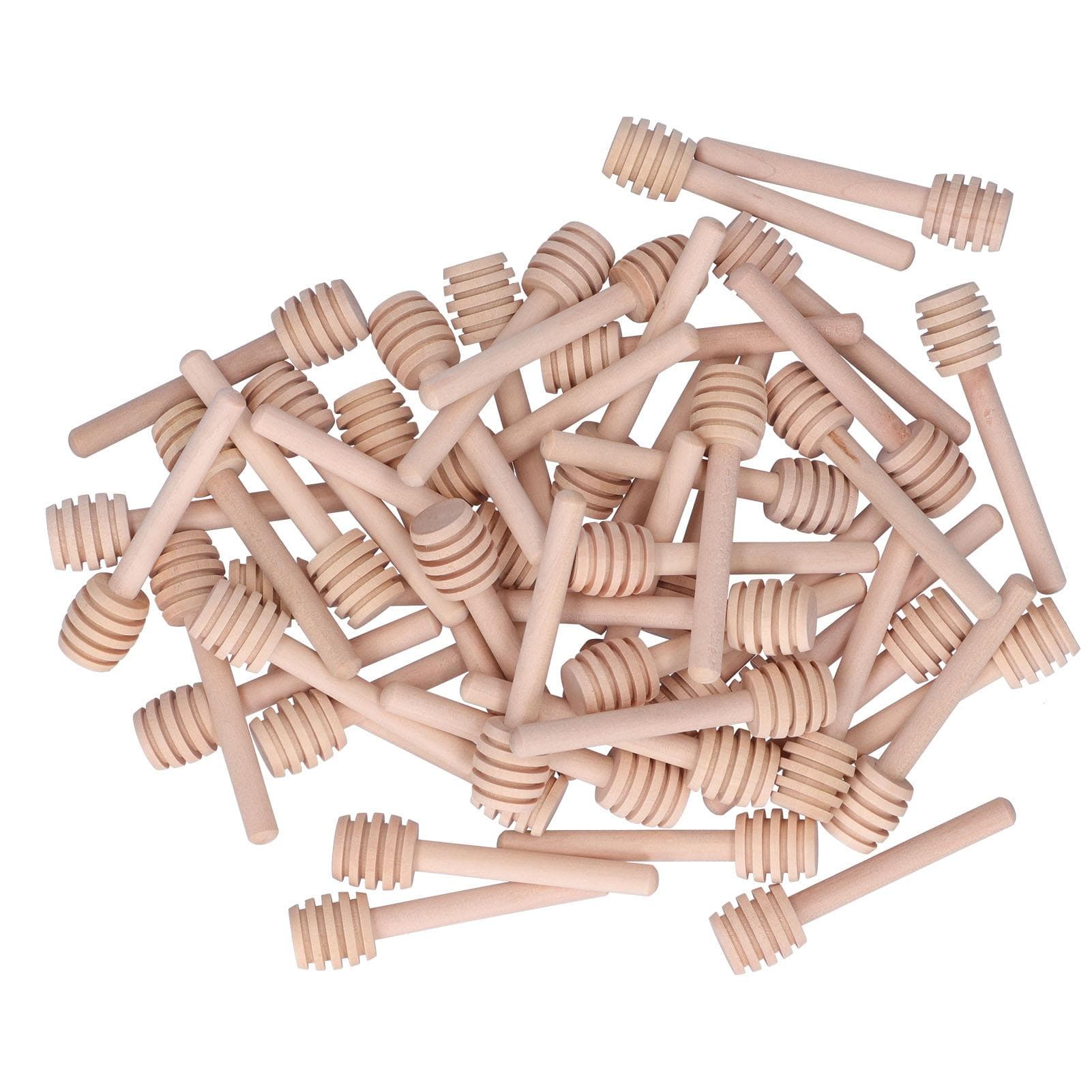 50PCS 8CM Wood Honey Dipper Sticks Honey Stirrer Dispensing Wand for Wedding Party Favors