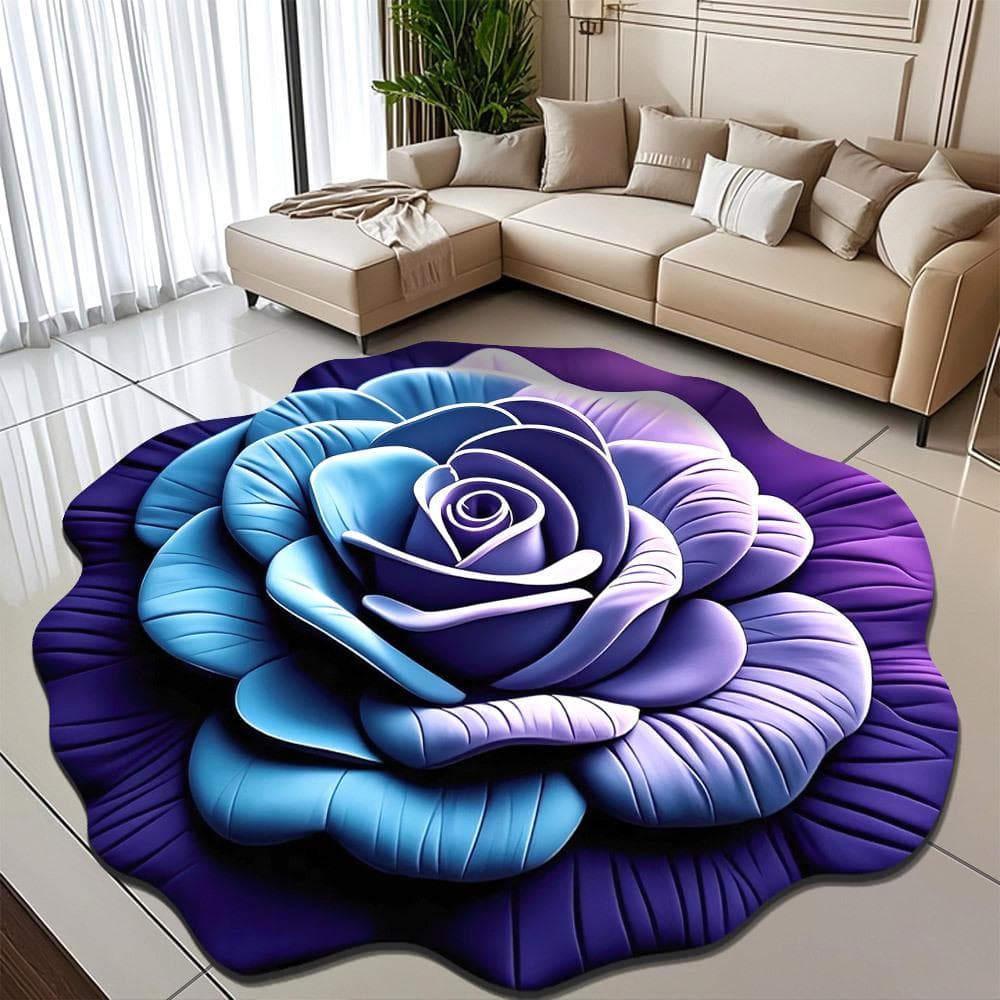 3D Visual Effect Peony Flower Floor Mat Home Living Room Carpet Dirt Resistant Easy To Maintain Absorbent Anti Slip Mat 140 * 140cm