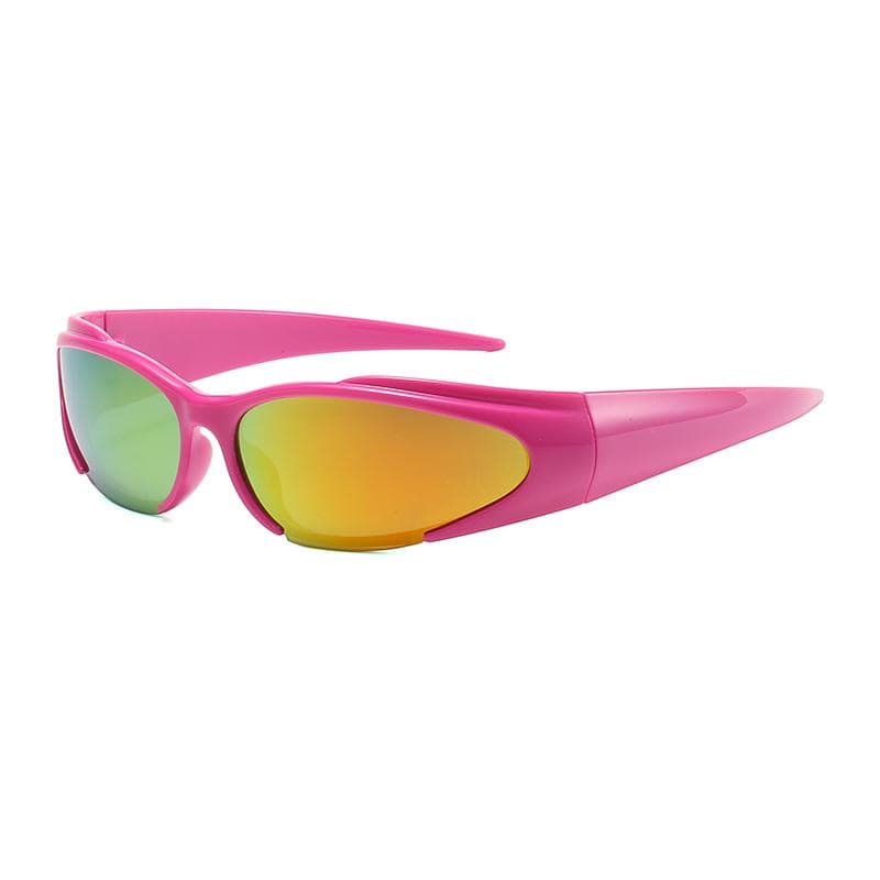 Y2K Silver Sunglasses UV400 Protection Trendy Colorful Cycling Eyewear for Women Men Future Tech Shades show as picture