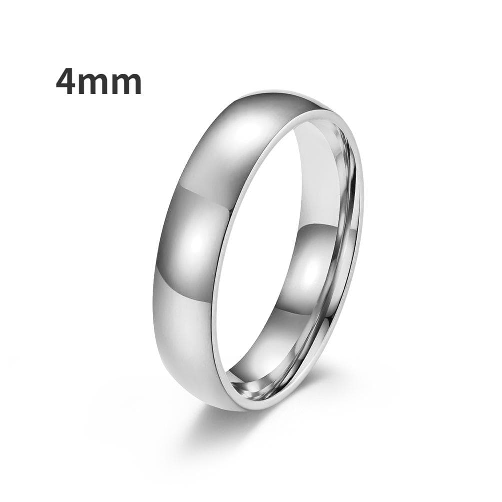 Simple Shiny Titanium Steel Wedding Rings for Men Woman Single Surface Mirror Tail Ring Couple Jewelry Gift 8# silver