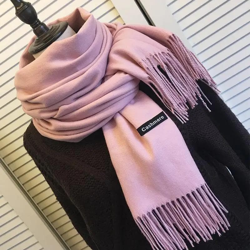 Winter Female Scarf Cashmere Shawls Wraps Women Solid Long Hijab Stoles Pashmina Bufanda Tassel Autumn Lady Headband