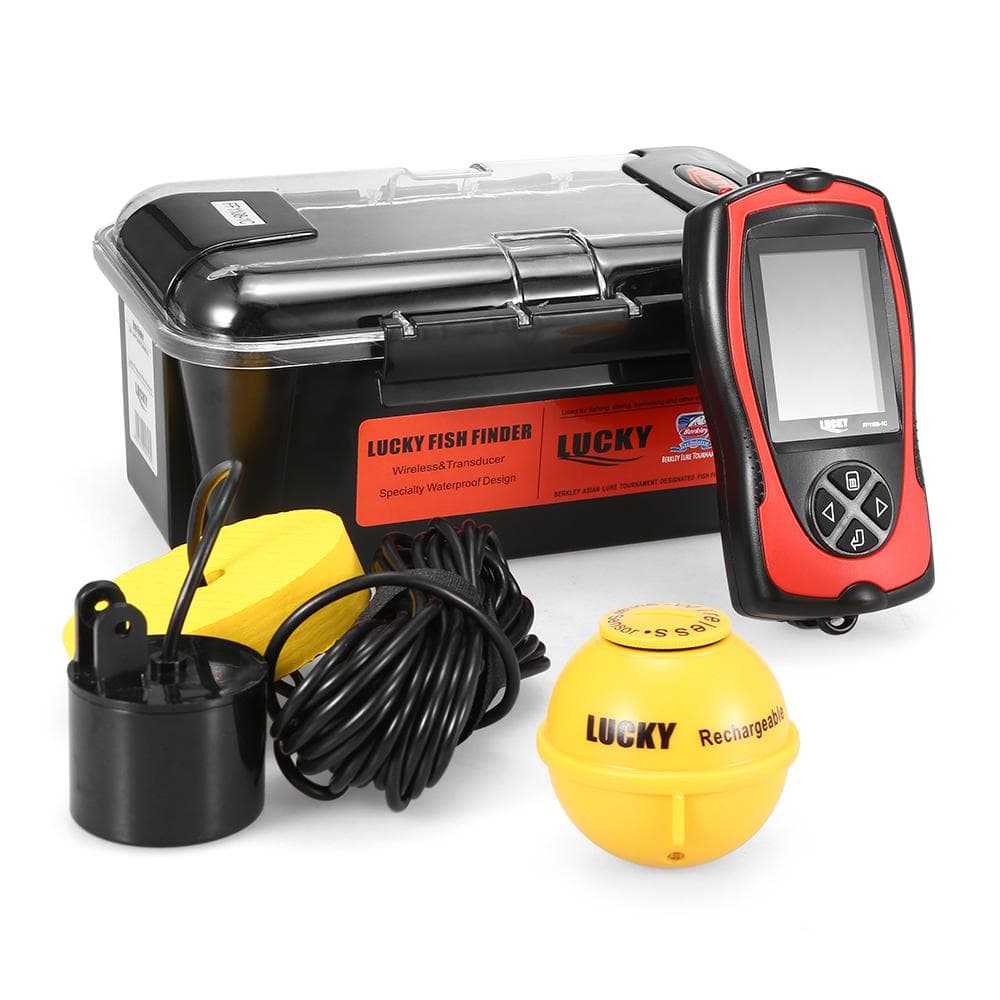LUCKY FF1108-1CLA Portable Fish Finder 100M/300FT Depth Fish Alarm Wired Wireless Fish Detector Wired & Wireless -EU Plug