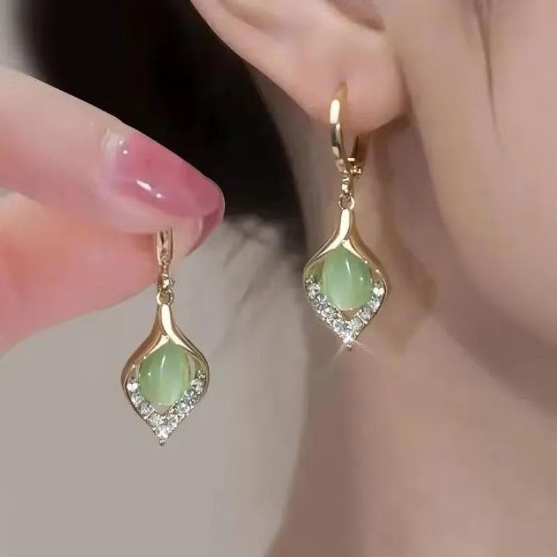 New Summer Luxury Green Crystal Flower Earrings for Women Fashionable Personalized Daily Accessory Party Jewelry Birthday Gifts