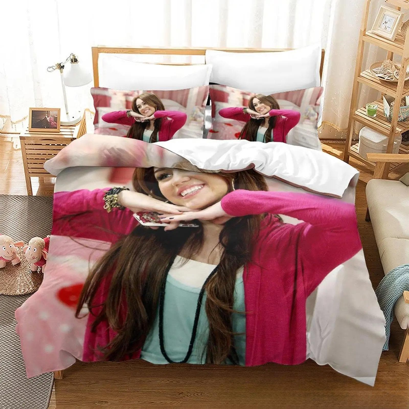 3D Print Hannah Montana All Season Duvet Cover Bedding Comforter sets Soft Quilt Cover and Pillowcases Single/Double/Queen/King 155x220cm 3pcs