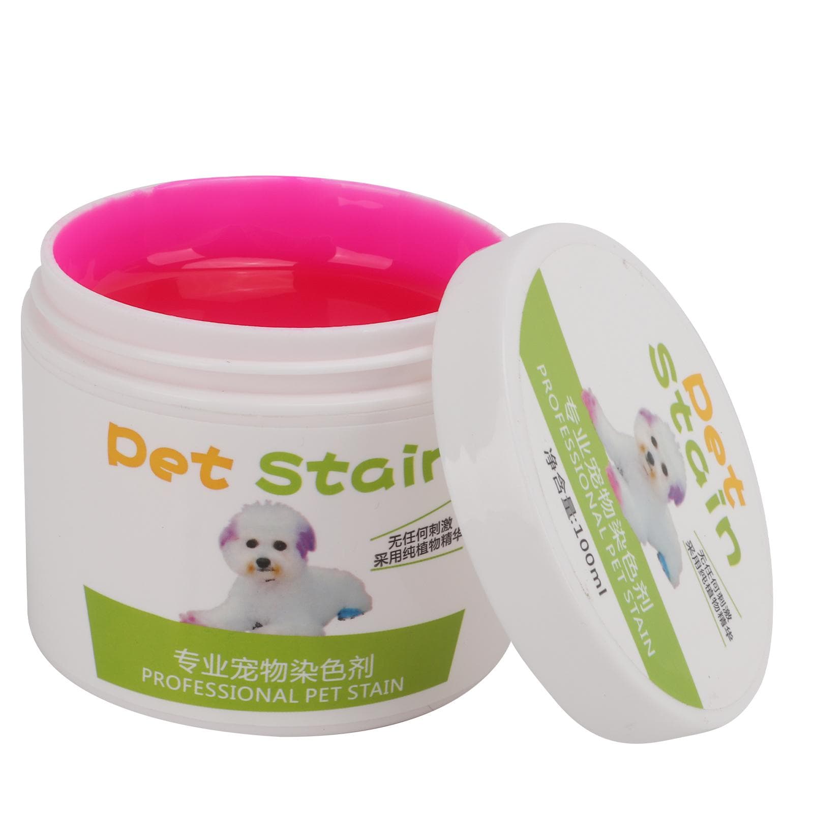 Dog Hair Dye Bright Colors Wide Mouth Design Safe Semi Permanent Dye for Pet Dogs 100gwine Red pink
