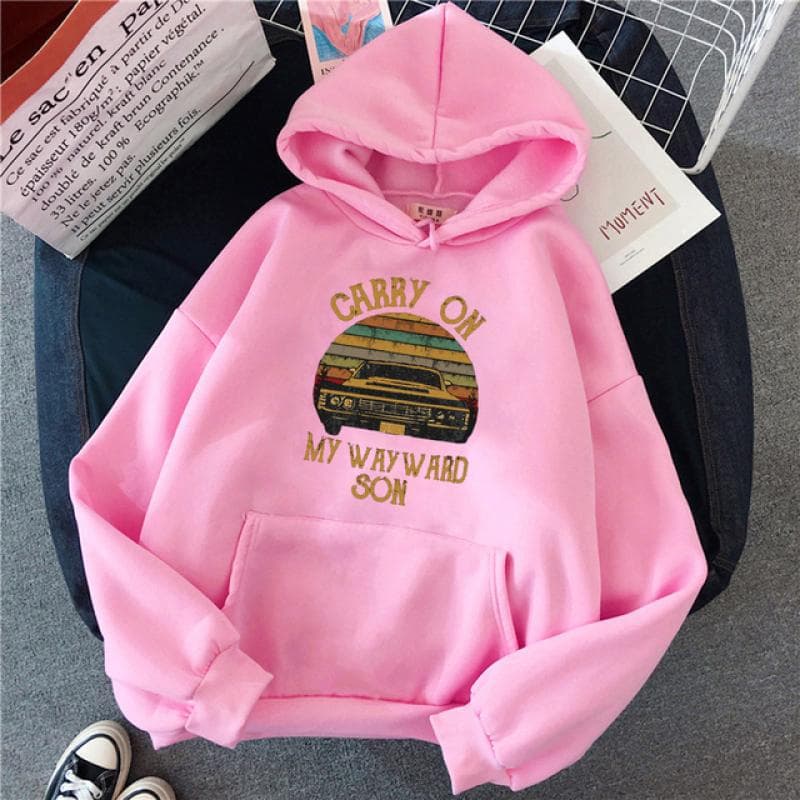 Supernatural Vintage Women Hoodies Carry on My Wayward Son Dark Heather Print Hoodies Sweatshirt Women Autumn Spring Hoodie Tops XXXL
