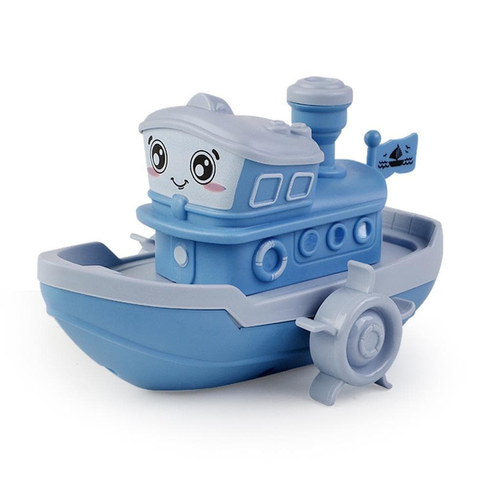 Baby Bath Toys Cute Cartoon Ship Boat Clockwork Toy Wind Up Toy Kids Water Toys Swimming Beach Game for Children Gifts Boys Toys blue