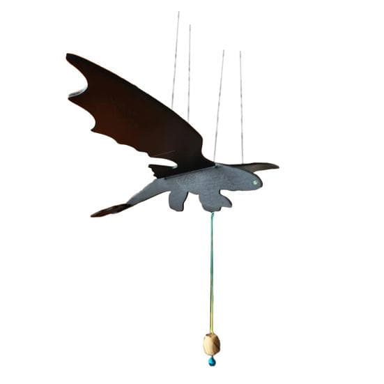 Yousheng Flying Dragon Hanging Decoration Handmade Wooden Dragon Ornament Kinetic Winged Dragon for Nursery Bedroom Decor black