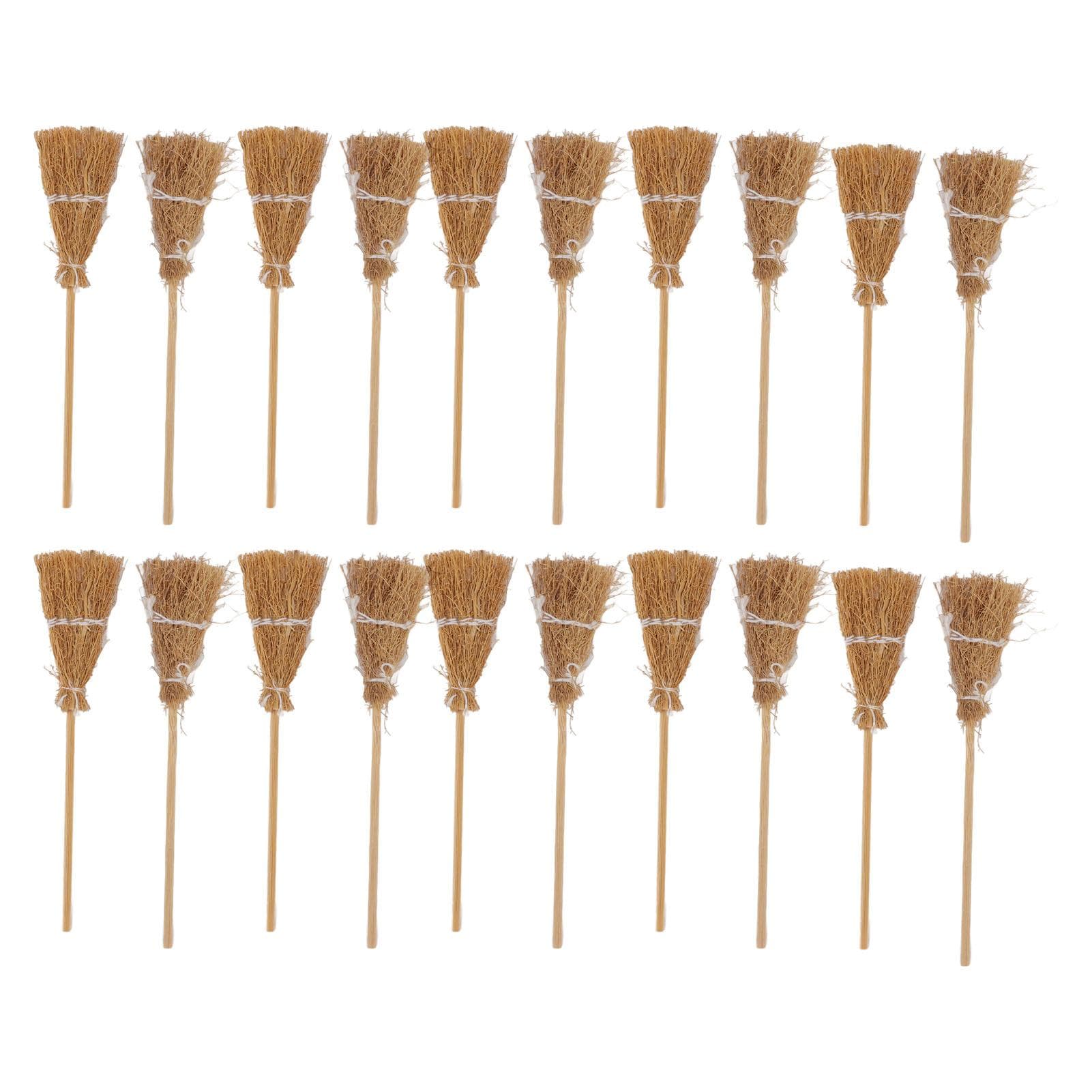 20pcs Mini Witch Broom White Rope Decoration DIY Mini Witch Miniature Witch Broom for Halloween