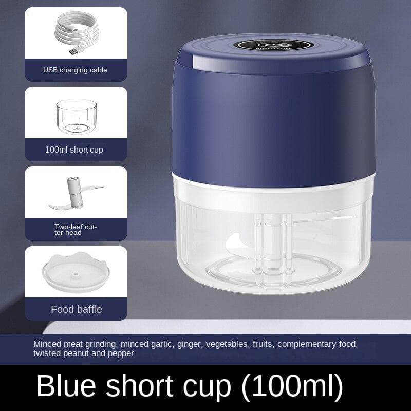 Electric Food Chopper Garlic Crusher Grinder Mini Garlic Press Vegetable Chopper Masher Machine USB Kitchen Gadgets blue