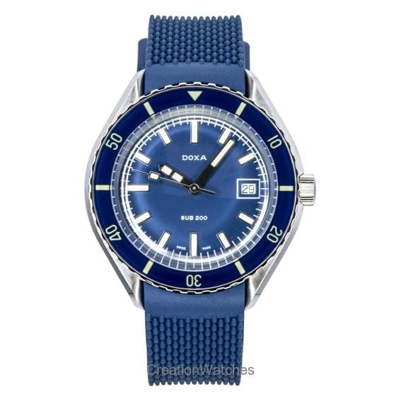 Doxa Sub 200 Caribbean Stainless Steel Blue Dial Automatic Diver's 799.10.201.32 200M Men's Watch With Extra Strap blue