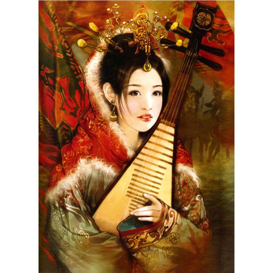 5D DIY Diamond Painting Japanese Women Embroidery Crystal Cross Stitch Sets Round Drill Home Decor 20X30CM