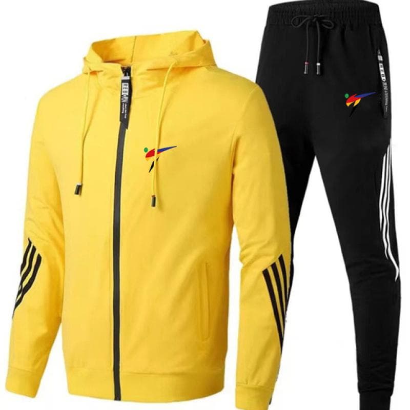 WTF World Taekwondo Federation Print Casual Sportswear Suit Mens Hoodie and Trousers Two-piece Zipper Sweatshirt Sweatpants Suit XXXL