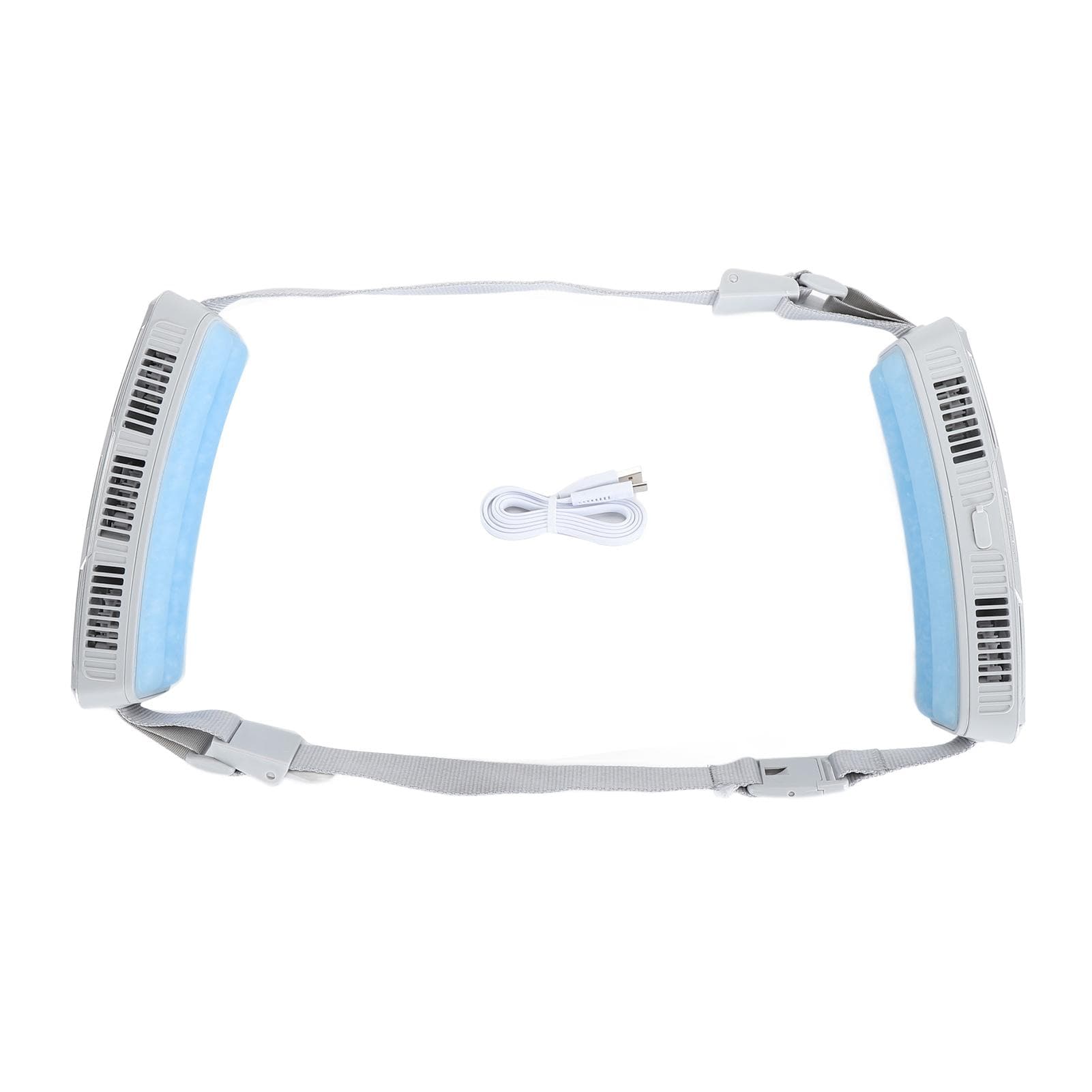 Wearable Waist Fan Multifunctional 3 Speeds Adjustable Ice Compress Efficient Wide Angles Belt Fan silver gray